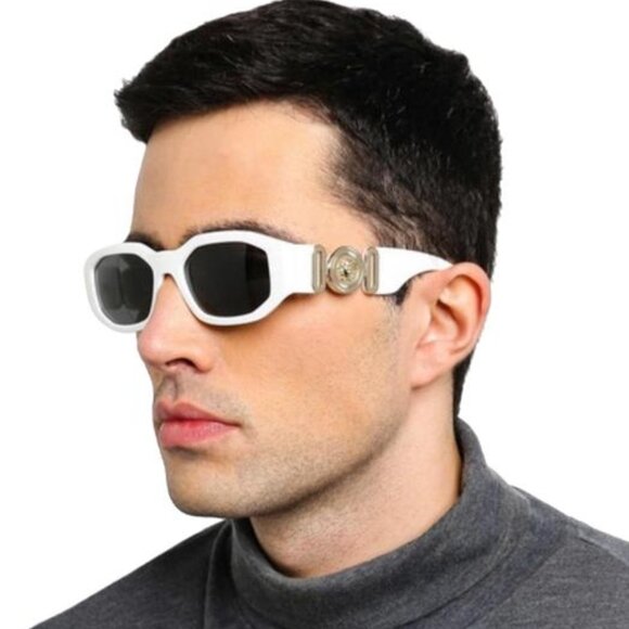 NEW Versace VE4361 401/87 Medusa Biggie White Grey Rectangle Unisex Sunglasses - Picture 13 of 16